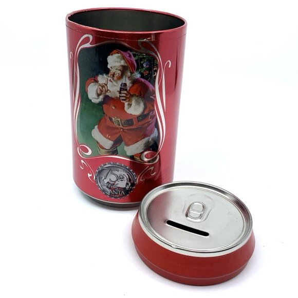 Coca Cola 75th Anniversary Santa Tin Bank 8" Tall 2006 Christmas Collectible Vtg - Picture 7 of 9